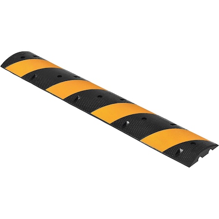 Global Industrial Portable Speed Bump, Uv Black Rubber, 2-3/8 in Height, 72 in Length, Black/Yellow 708109